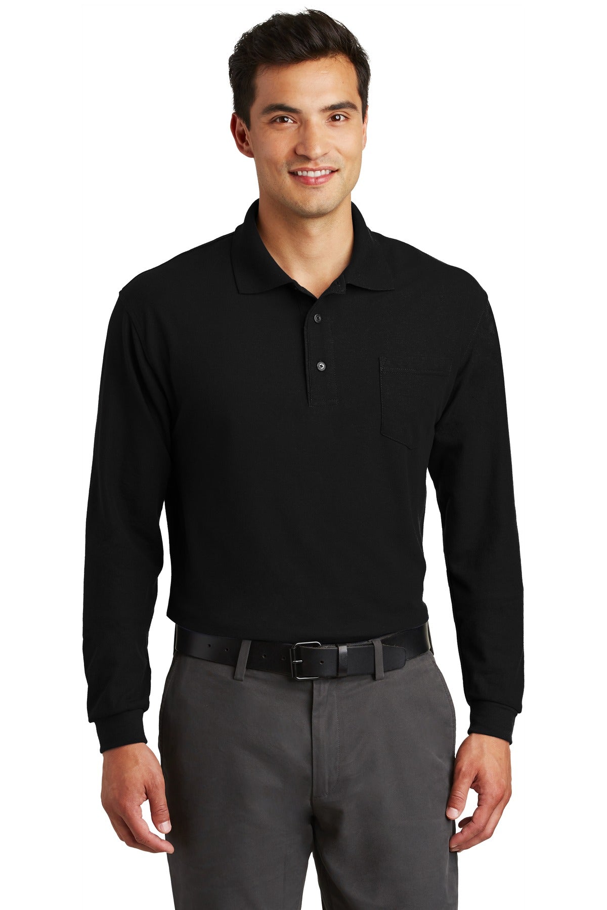 Port Authority ® Long Sleeve Silk Touch™ Polo with Pocket. K500LSP