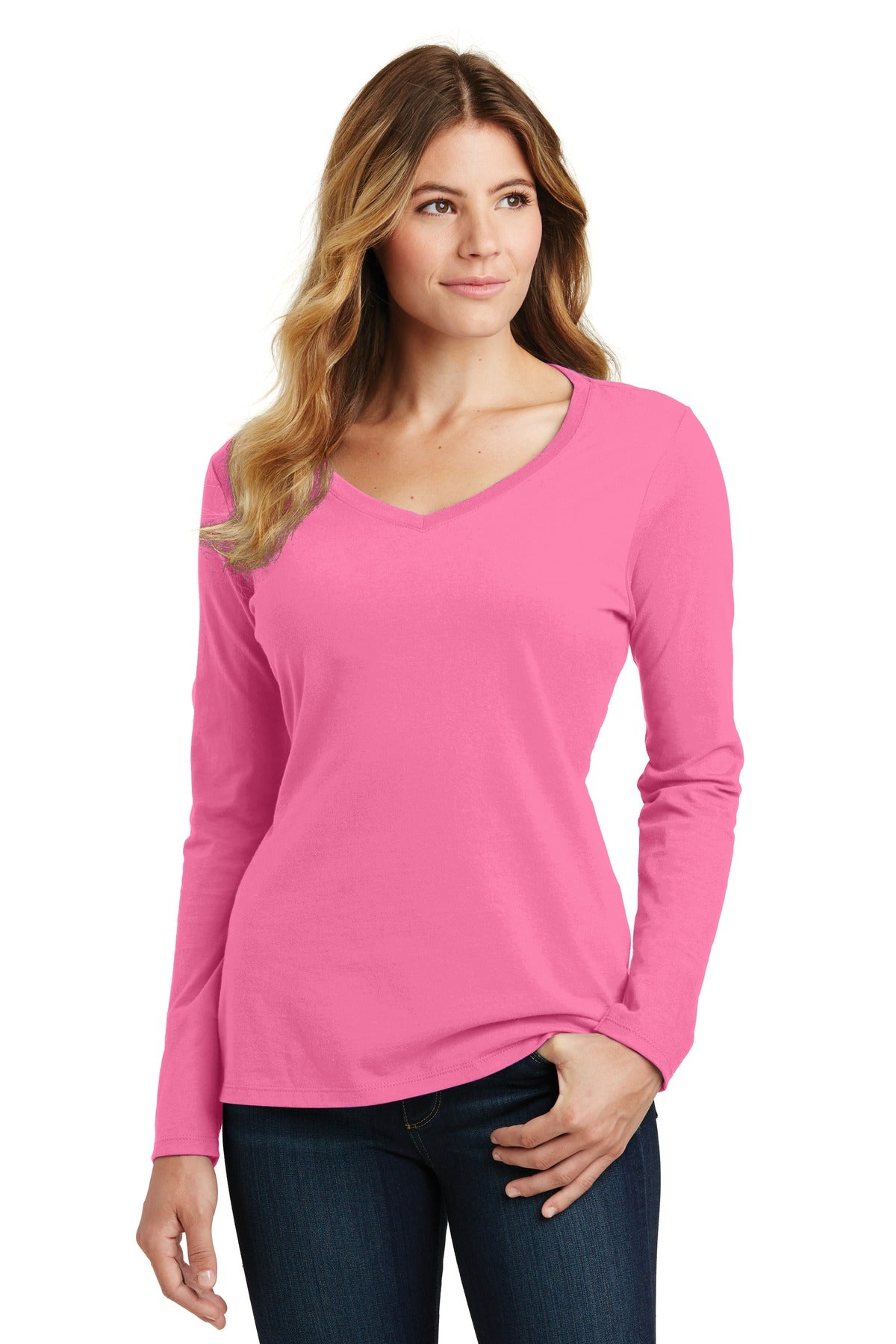 Port & Co ™ Women's Long Sleeve Fan Favorite V-Neck Tee. LPC450VLS