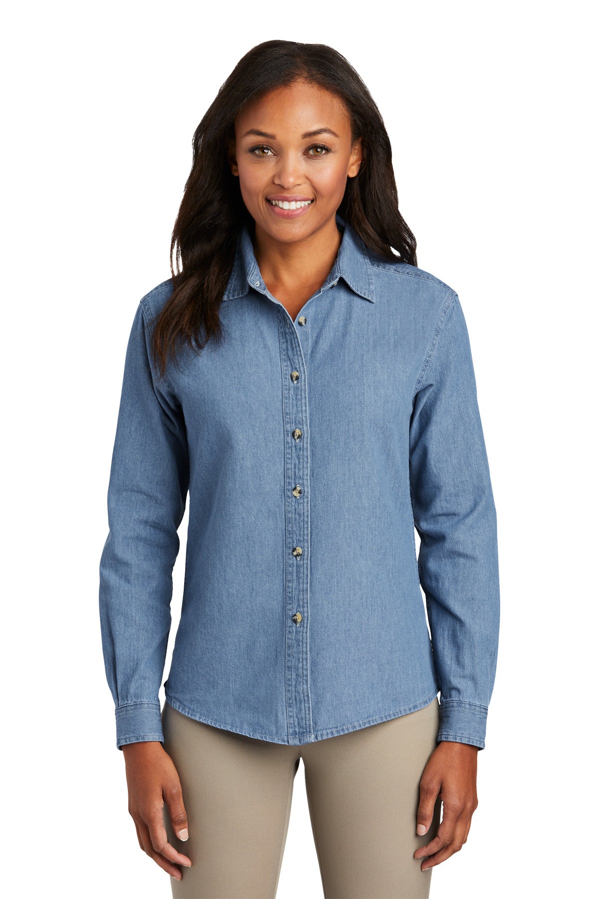 Port & Co ™ Women's Long Sleeve Value Denim Shirt. LSP10