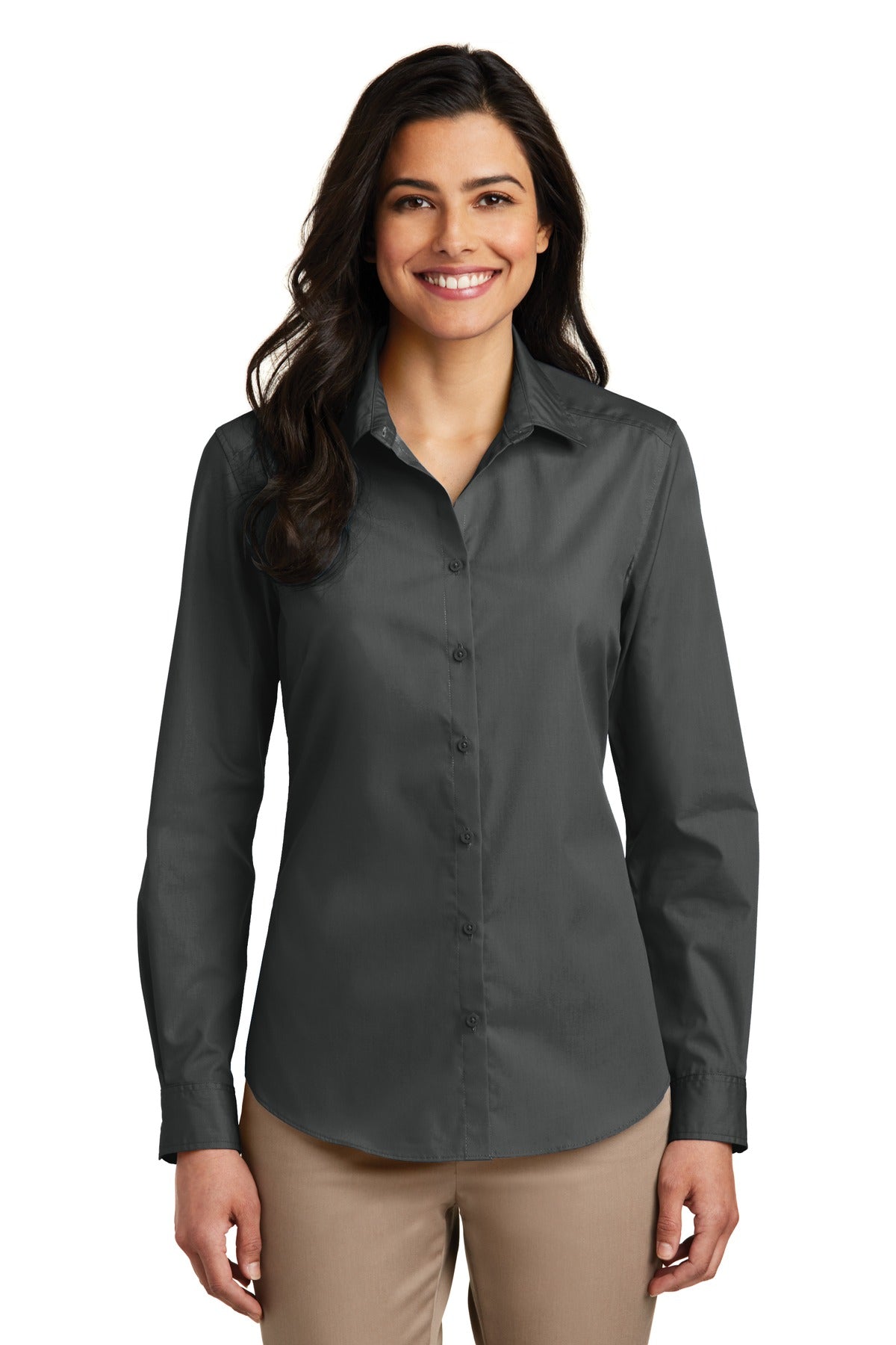 Port Authority ® Women's Long Sleeve Carefree Poplin Shirt. LW100