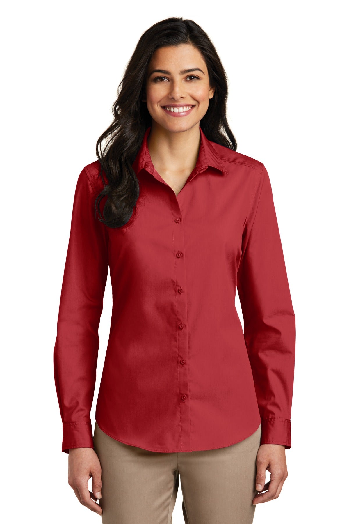 Port Authority ® Women's Long Sleeve Carefree Poplin Shirt. LW100