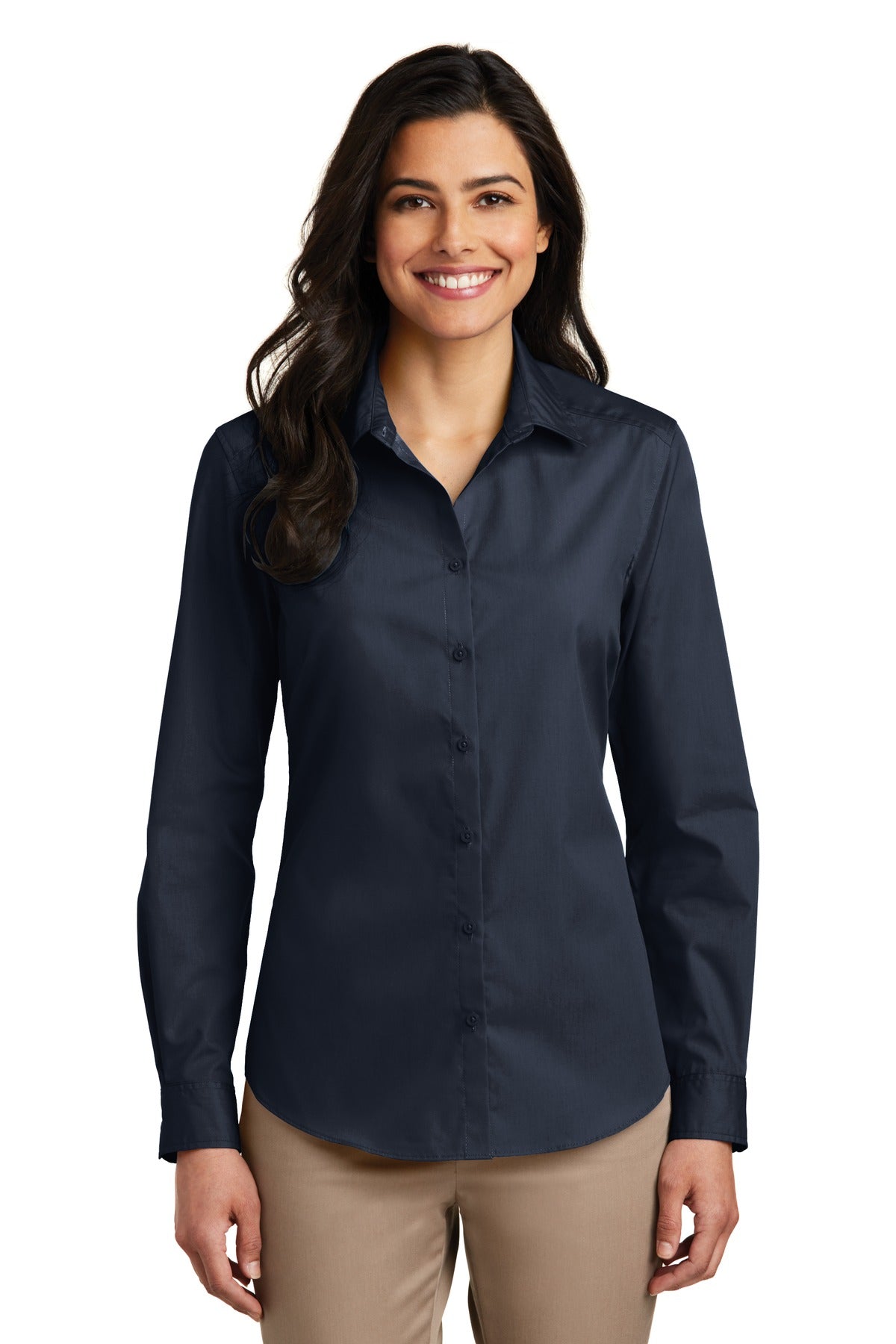 Port Authority ® Women's Long Sleeve Carefree Poplin Shirt. LW100