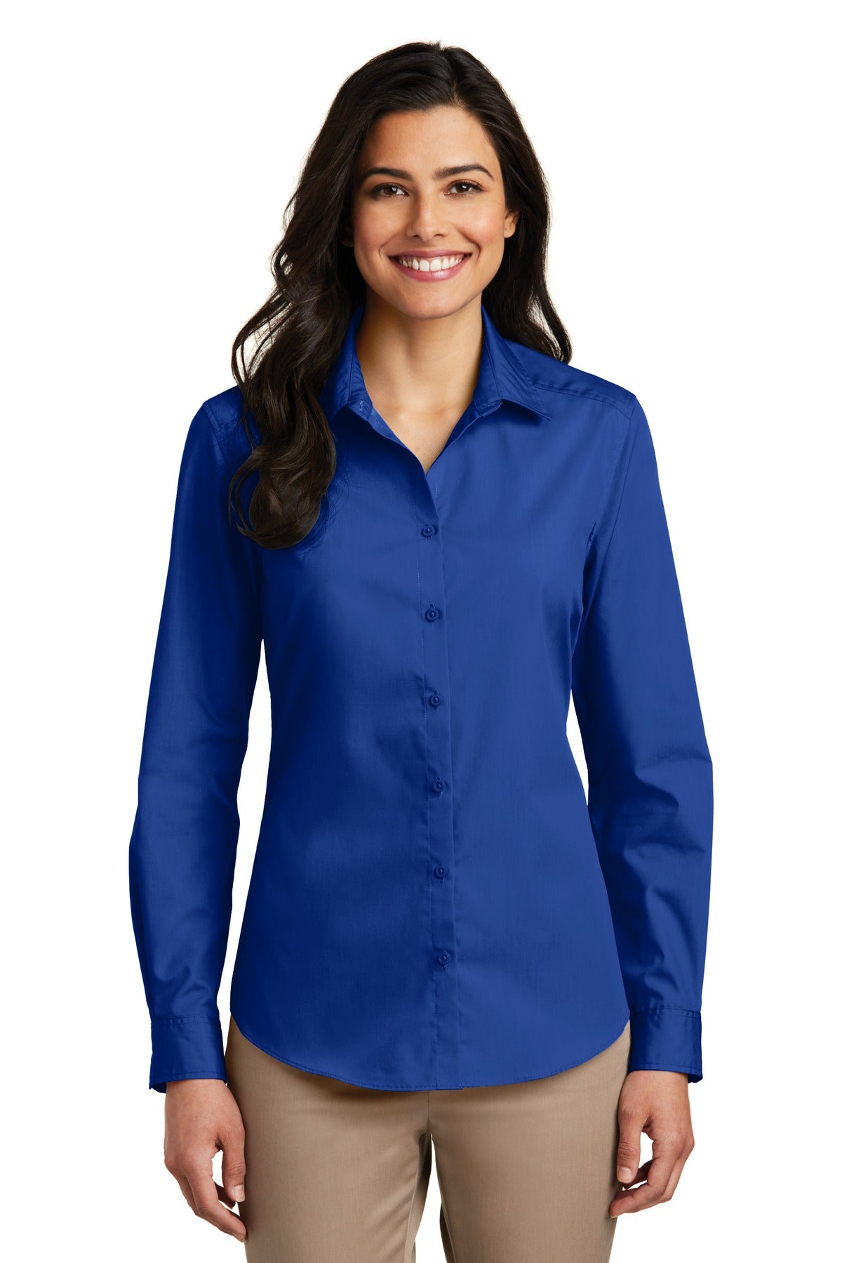Port Authority ® Women's Long Sleeve Carefree Poplin Shirt. LW100
