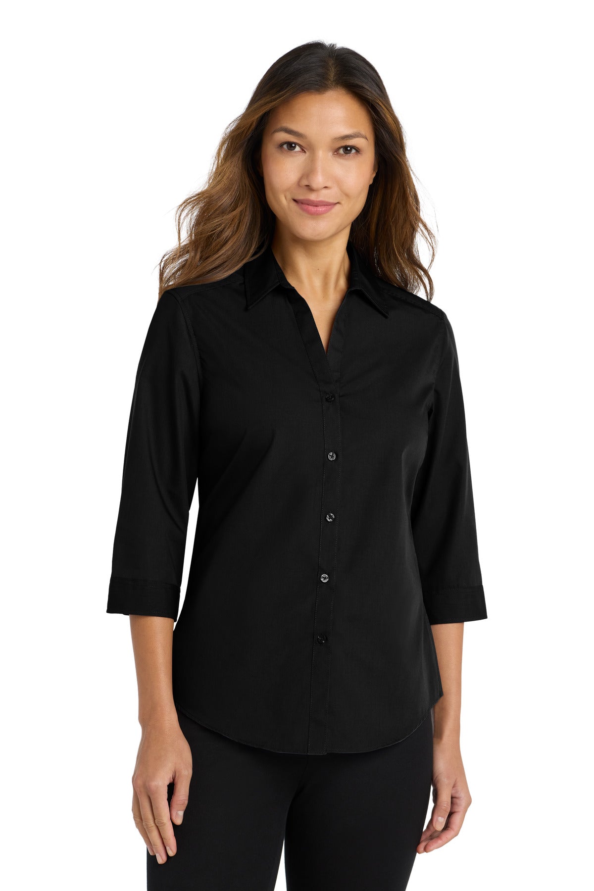 Port Authority ® Women's 3/4-Sleeve Carefree Poplin Shirt. LW102