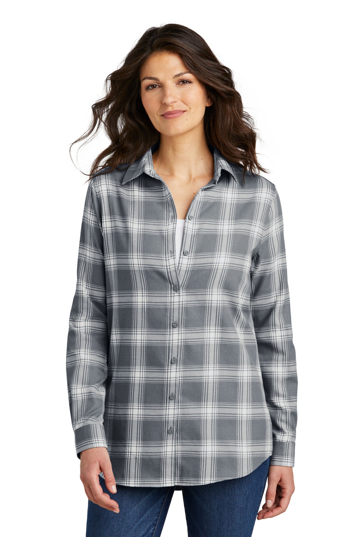 Port Authority ® Women's Plaid Flannel Tunic . LW668