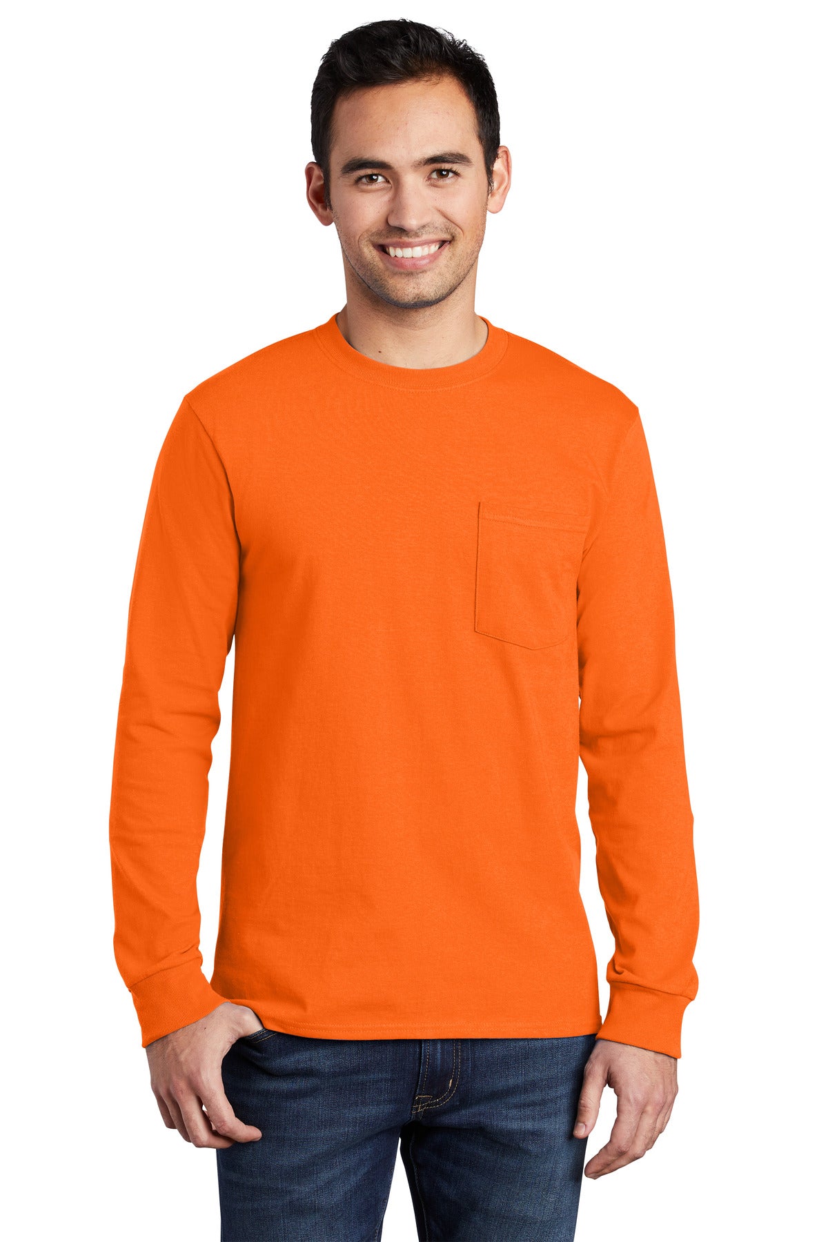 Port & Co ™ Long Sleeve Essential Pocket Tee. PC61LSP