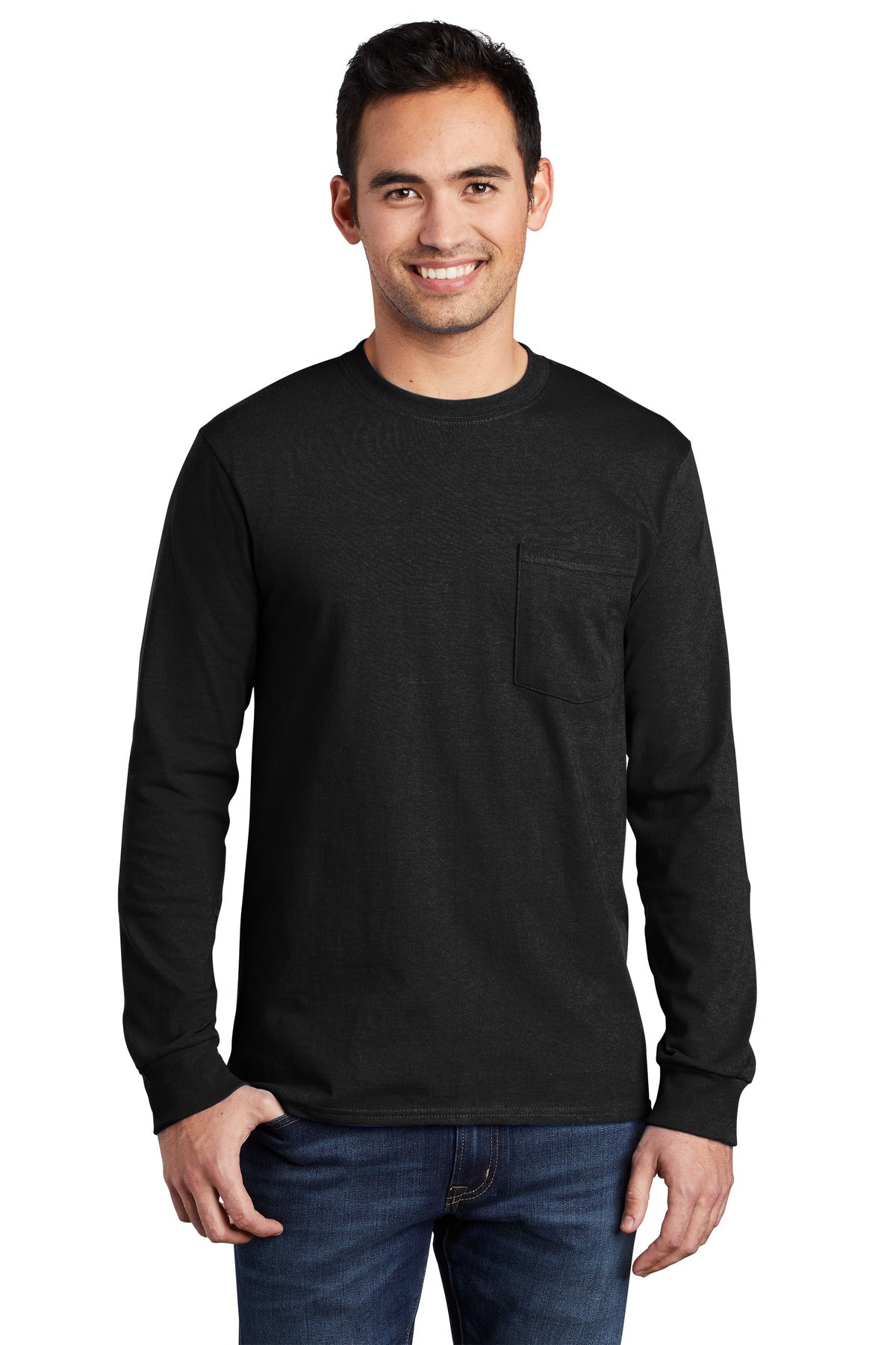 Port & Co ™ Long Sleeve Essential Pocket Tee. PC61LSP