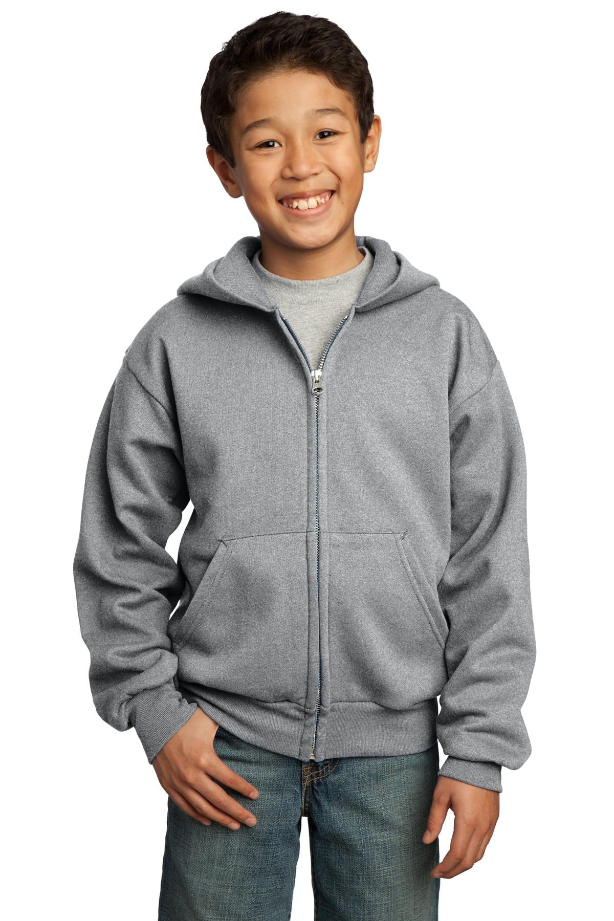 Port & Co ™ Youth Core Fleece Full-Zip Hooded Sweatshirt. PC90YZH