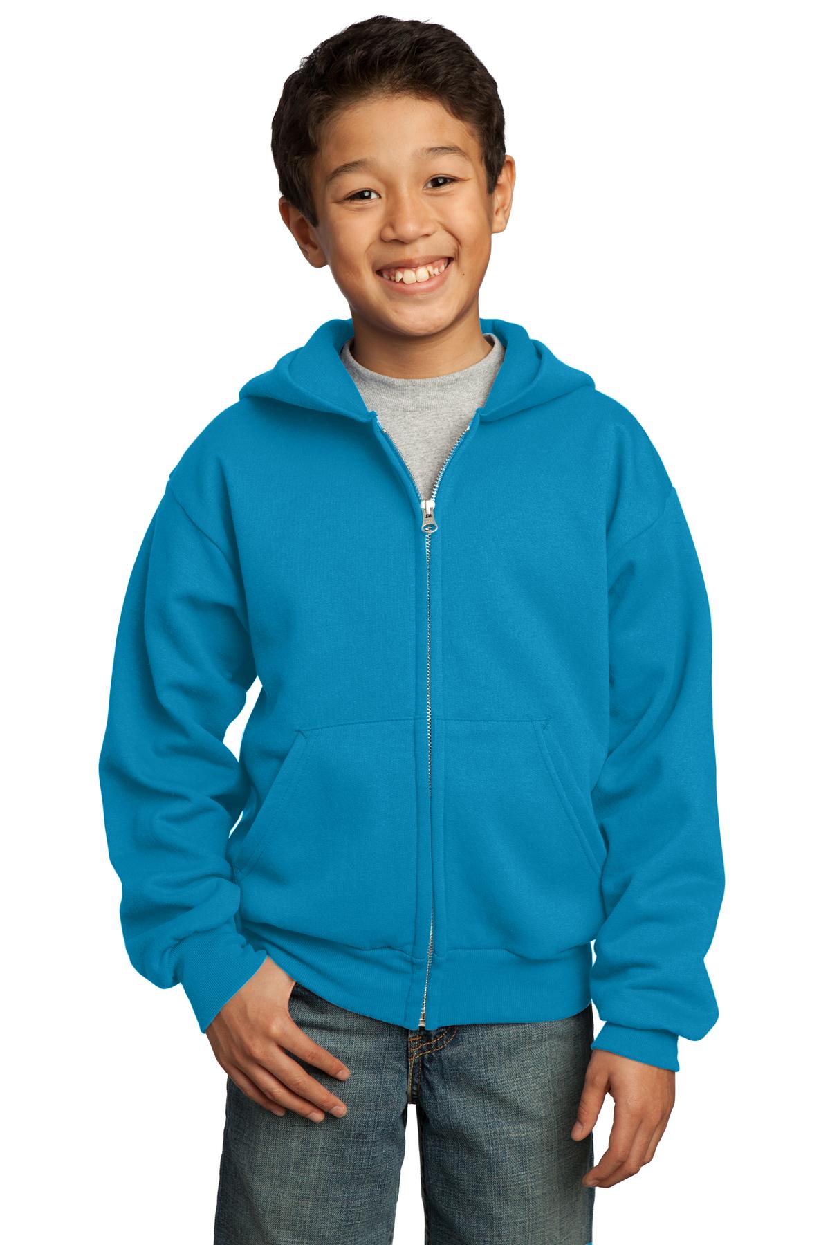 Port & Co ™ Youth Core Fleece Full-Zip Hooded Sweatshirt. PC90YZH