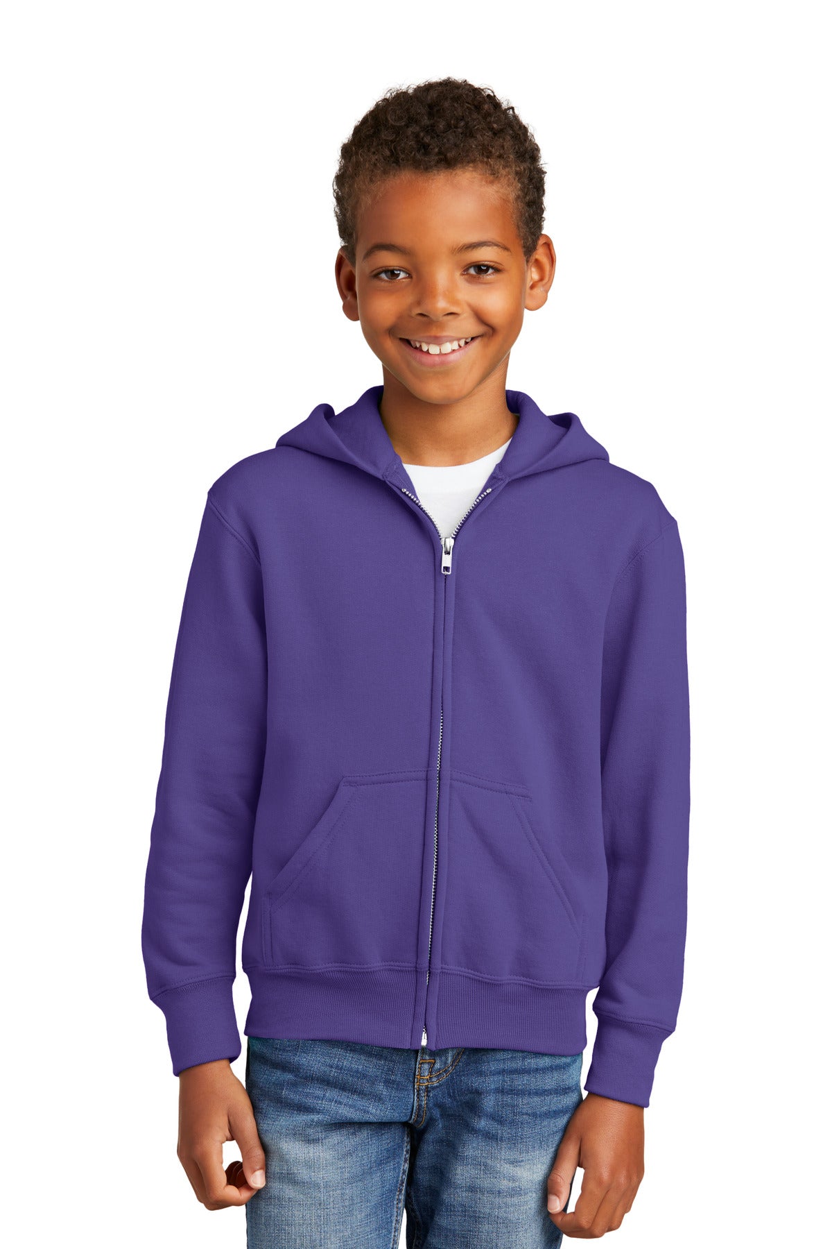 Port & Co ™ Youth Core Fleece Full-Zip Hooded Sweatshirt. PC90YZH