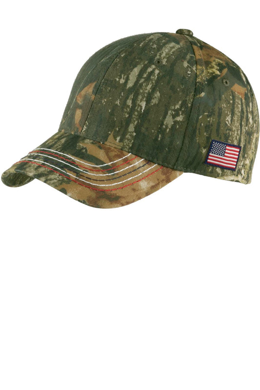 Port & Co ™  Americana Contrast Stitch Camouflage Cap. C909