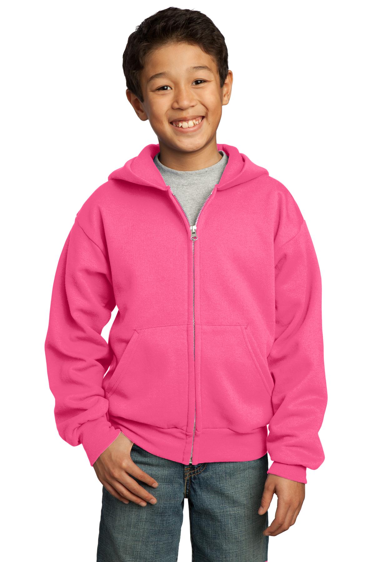 Port & Co ™  Youth Core Fleece Full-Zip Hooded Sweatshirt.  PC90YZH